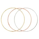 14k Yellow, White and Rose Gold Diamond-Cut Stackable Bangle Bracelet Set