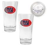 New York Giants NFL 2pc Pint Ale Glass Set with Football Bottom - Oval Logo