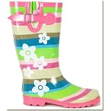 Ladies Floral Stripe Rain Boots by Western Cheif