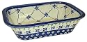 Teresa Beach Polish Pottery Loaf Pan (9.5 inch x 7 inch), Country Trellis pattern inside and Country Flower pattern outside