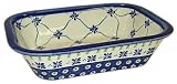 Teresa Beach Polish Pottery Loaf Pan (9.5 inch x 7 inch), Country Trellis pattern inside and Country Flower pattern outside