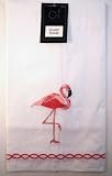 Tropical Pink Flamingo Mingo Embroidered Guest Towel
