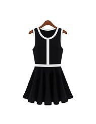 Above the Knee Polyester Pleated Sleeveless Skater Dress/Party Dress/Tunic 