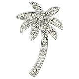 14K White Gold Diamond Palm Tree Pendant with 18 Chain