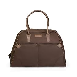 Olive N Figs Brown Rexine Weekender/Duffle with leather trims and handles