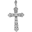 14K White Gold Diamond Cross Pendant - 28.00x18.00mm