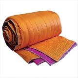 Silk Coverlet in Orange / Fuchsia Size: King