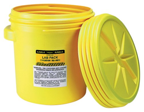 Eagle 1650 Yellow Blow-Molded HDPE Lab Pack with Screw Top Lid, 20 gallon Capacity, 20.75