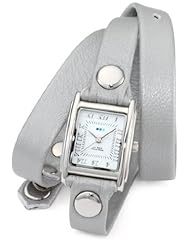 La Mer Collections Womens LMMTW1003 Lite Gray Shimmer Silver Triple Wrap Watch