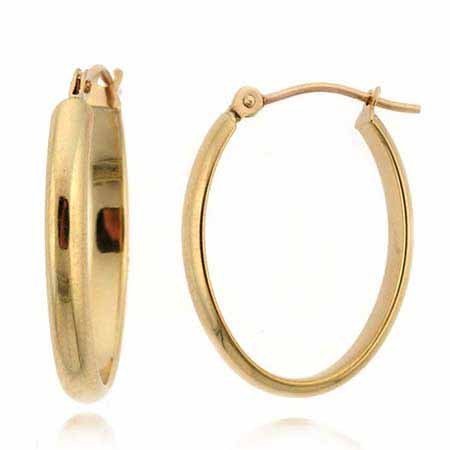 14K Gold Oval Hoop Earrings