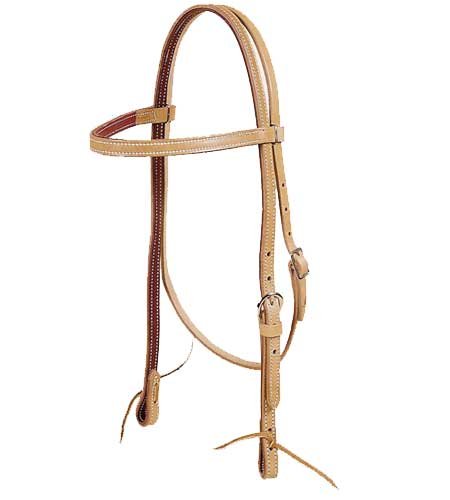 Brow Band Harness Leather Headstall with Single Buckle