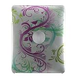 Premium Hard Design Snap-on Case Cover for Apple iPad 16GB, 32GB, 64GB Wi-Fi and WiFi + 3G - Silver Hot Pink Flower Floral Swirl Print