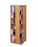 CD / DVD/ VHS 640 Oak Finish Spinner Storage Rack