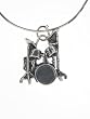 Sterling Silver Drums Pendant with Snake Chain