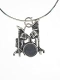 Sterling Silver Drums Pendant with Snake Chain