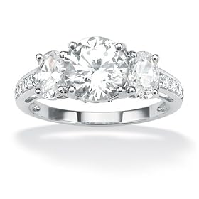 10K White Gold DiamonUltra&trade; Cubic Zirconia Women's Ring Size 6