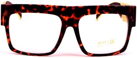 Brown Tortoise Gold Chain Wayfarer Sunglasses Clear Lens