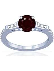 18K White Gold Round Cut Ruby Ring With Sidestones (GIA Certificate)
