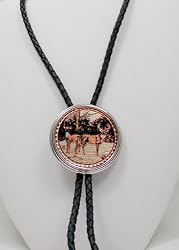 Silver Plated Diamond cut Copper Deer Bolo Tie
