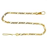 Pocket Watch Chain Fob with Clip Figaro Link Design Gold-Tone 14"