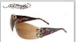 ED HARDY EHS 005 SNAKE 2 TORTOISE FRAME BROWN LENS SWAROSKI CRYSTAL RIMLESS SHIELD SUNGLASSES