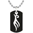 Sleek and Spellbinding: Titanium Gunmetal Finish Dog Tag Pendant with Tribal-style Bird Tattoo on a Steel Ball Chain