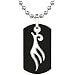 Sleek and Spellbinding: Titanium Gunmetal Finish Dog Tag Pendant with Tribal-style Bird Tattoo on a Steel Ball Chain