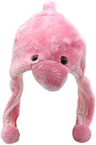 COOLYES Kids &amp; Adults Soft Plush Animal Hat Ear Flap Winter Beanie (Pink Dolphin)