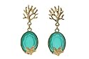 Mint Resin Stone Gold Tone Coral Starfish Earrings