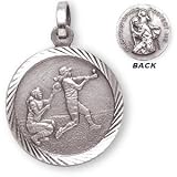 Sterling Silver St Christopher Girls Softball Medal and 20-inch Chain