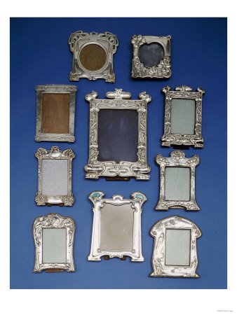 A Selection of Silver Art Nouveau Frames Giclee Poster Print, 18x24