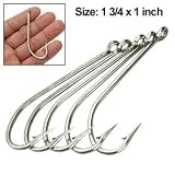 Saltwater Ocean Fishing Hooks Ringed Trolling Hooks 5pcs