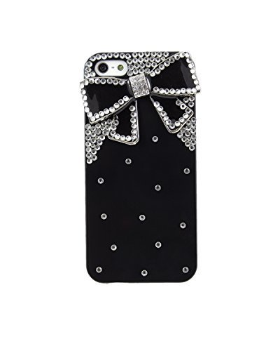 iPhone 5 iPhone 5S Bling Rhinestone Phone Case with Bow (Black)