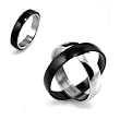 Black & Silver Stainless Steel Twistable Spinning 5mm Band Ring