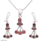 Garnet jewelry set, 'Berry Promises' 16.5 L