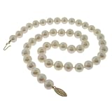 14k Yellow Gold 9-10mm Natural White Freshwater Cultured Pearl Necklace, 18