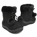 Baby Toddler Faux Shearling Pom Poms Winter Boots Black , 8