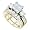 1 Carat Princess Round Baguette Diamond 14k Yellow Gold Bridal Set Ring