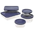 Pyrex Storage 10-Piece Set, Clear with Blue Lids