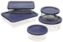 Pyrex 6021224 Storage 10-Piece Set, Clear with Blue Lids