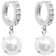 Tiffany Pearl Drop Clear Crystal Hoop Earrings