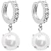 Tiffany Pearl Drop Clear Crystal Hoop Earrings
