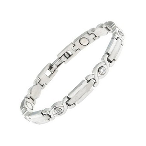 Women’s Sabona Lady Executive Silver Gem Magnetic Bracelet,Small