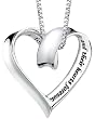 Sterling Silver A Mother Holds Her Childs Hand For A Short While And Their Hearts Forever Heart Pendant, 18