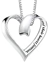 Sterling Silver "A Mother Holds Her Childs Hand For A Short While And Their Hearts Forever" Heart Pendant, 18"