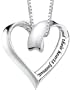 Sterling Silver "A Mother Holds Her Childs Hand For A Short While And Their Hearts Forever" Heart Pendant, 18"