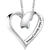 Sterling Silver "A Mother Holds Her Childs Hand For A Short While And Their Hearts Forever" Heart Pendant, 18"