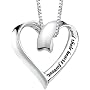Sterling Silver "A Mother Holds Her Childs Hand For A Short While And Their Hearts Forever" Heart Pendant, 18"