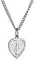 Sterling Silver Heart-Shaped Miraculous Medal, 18"