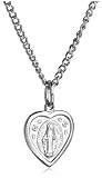 Sterling Silver Heart-Shaped Miraculous Medal, 18